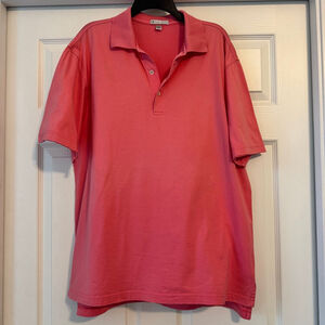Peter Millar Pima Cotton Polo Shirt Size L Coral Salmon Pink
